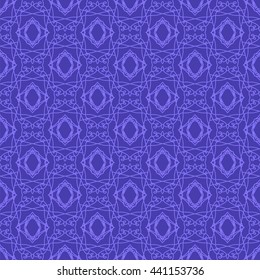 Seamless Texture on Blue. Element for Design. Ornamental Backdrop. Pattern Fill. Ornate Floral Decor for Wallpaper. Traditional Decor on Background