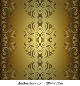 Seamless texture on golden gradient background. Vector illustration. Seamless pattern for your design wallpapers, pattern fills, web page backgrounds, surface textures. 