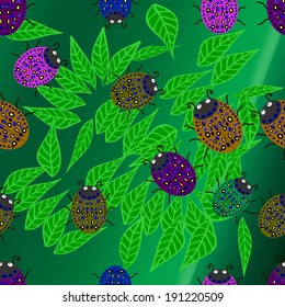 Seamless texture on green background. Vector illustration.
