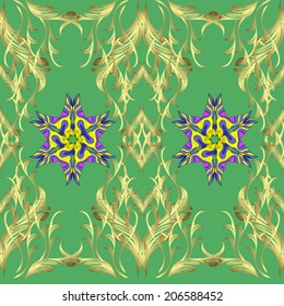 Seamless texture on green background. Vector illustration. Seamless pattern for your design wallpapers, pattern fills, web page backgrounds, surface textures. 