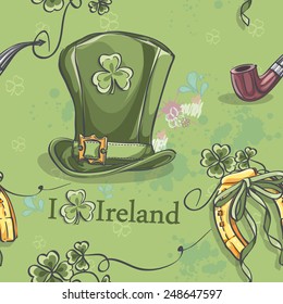 Seamless texture on a green background for St. Patrick's Day