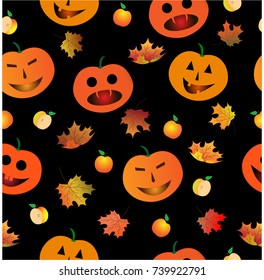 Seamless texture on Halloween on a black background