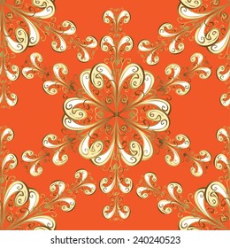 Seamless texture on orange background. Vector illustration. Seamless pattern for your design wallpapers, pattern fills, web page backgrounds, surface textures. 
