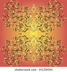 Seamless texture on orange gradient background. Vector illustration.