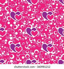 Seamless texture on a pink background with hearts