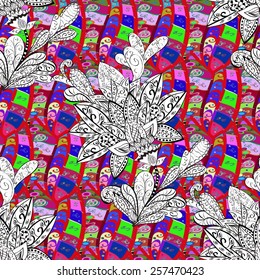 Seamless texture on pink mosaic background. Vector illustration. Seamless pattern for your design wallpapers, pattern fills, web page backgrounds, surface textures.