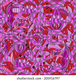 Seamless texture on red background with stripes. Vector illustration. Seamless pattern for your design wallpapers, pattern fills, web page backgrounds, surface textures. 