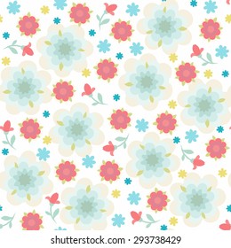 Seamless texture on a white background. Delicate flowers.