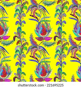 Seamless texture on yellow background. Vector illustration. Seamless pattern for your design wallpapers, pattern fills, web page backgrounds, surface textures.