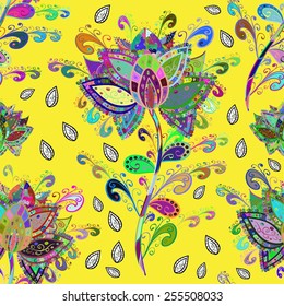 Seamless texture on yellow background. Vector illustration. Seamless pattern for your design wallpapers, pattern fills, web page backgrounds, surface textures. 