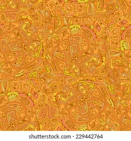 Seamless texture of orange color with a print style Tribal. Vector illustration.