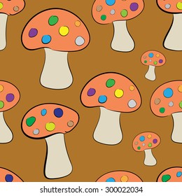 Seamless texture with orange colorful a fly agaric