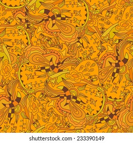 Seamless texture of orange flowers in a simple style. Vector illustration.