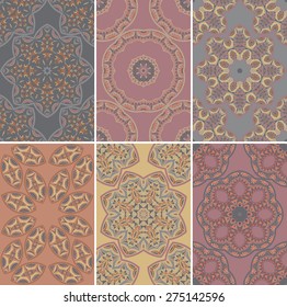 Seamless texture with oriental ornament. Vector set of  six patterns