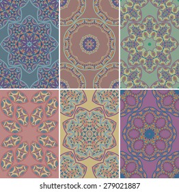 Seamless texture with oriental ornament. Vector set of  six patterns