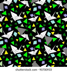 seamless texture with origami birds