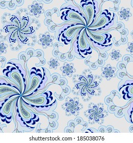 Seamless texture with ornate flowers and leaf 