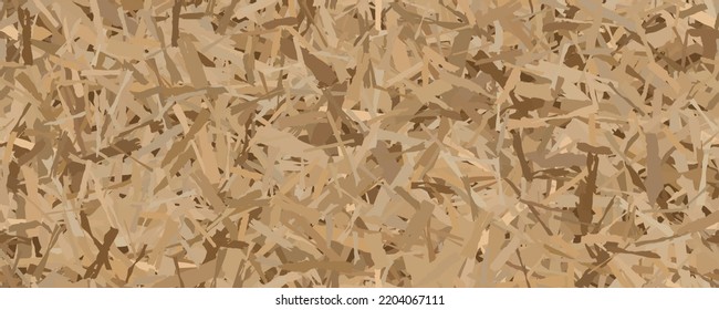 Seamless texture of OSB from wooden chips. Plywood building panels. Vector pattern. Oriented particle board background. Sheet of fibreboard with fragments of compressed sawdust.