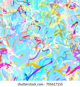 Seamless texture. Paint twisted strokes on blue backdrop. Marble pattern. Abstract vector background for web page, banners, fabric, home decor, wrapping