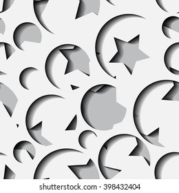 Seamless texture - paper cut circles and stars. Background for web, banner, cards, e-mail etc.