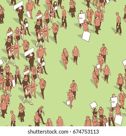 Seamless texture / pattern / background with demonstrating crowd in vintage colors