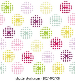 Seamless texture pattern of buttons in pop art style, vector illustration