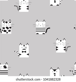 Seamless texture of a pattern of cats, vector illustration