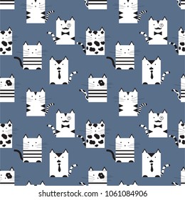 Seamless texture of a pattern of cats, vector illustration