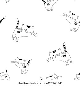 Seamless texture pattern cats, vector illustration