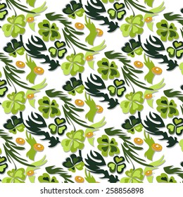Seamless texture, pattern of clover. Vector background for St. Patrick's Day.