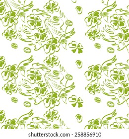 Seamless texture, pattern of clover. Vector background for St. Patrick's Day.