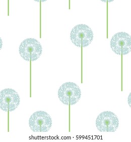 Seamless texture pattern dandelion on a white background, vector illustration