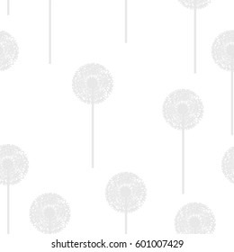 Seamless texture pattern dandelion on a white background, vector illustration