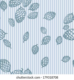 seamless texture pattern with fir cone and stripes. Used as a backdrop, seamless texture. beige background
