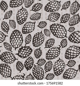 seamless texture pattern with fir cones. Used as a backdrop, seamless texture. beige background