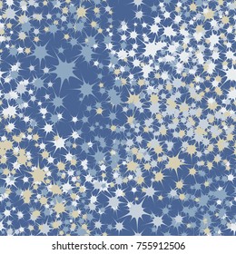 Seamless texture. A pattern of five-sided stars containing 5 colors. Winter colors. For 3d models, games, textiles and design.