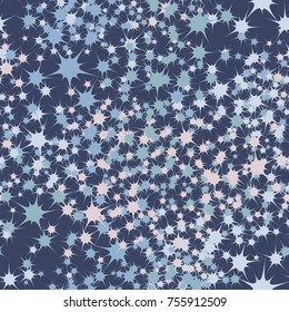 Seamless texture. A pattern of five-sided stars containing 5 colors. Winter colors. For 3d models, games, textiles and design.
