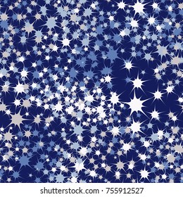 Seamless texture. A pattern of five-sided stars containing 5 colors. Winter colors. For 3d models, games, textiles and design.