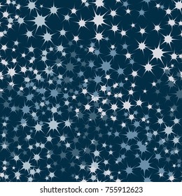 Seamless texture. A pattern of five-sided stars containing 5 colors. Winter colors. For 3d models, games, textiles and design.