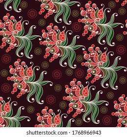 Seamless texture (pattern) in floral style. Suitable for design: cloth, web, wallpaper, packaging, wrapping. Vector illustration.
