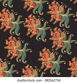 Seamless texture (pattern) in floral style. Suitable for design: cloth, web, wallpaper, packaging, wrapping. Vector illustration.