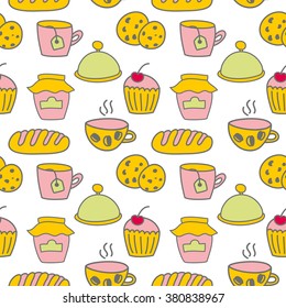 seamless texture, pattern, food icons