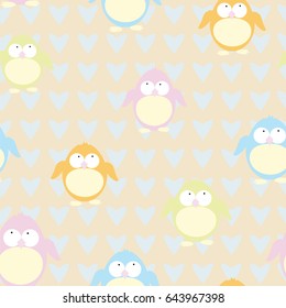 Seamless texture, pattern funny stylized birds, vector illustration
