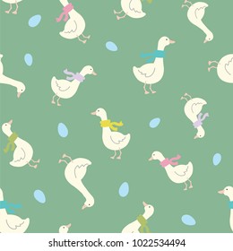 Seamless texture pattern of geese, vector illustration