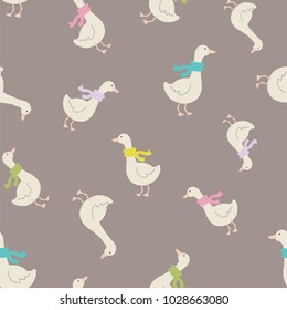 Seamless texture pattern of geese, vector illustration