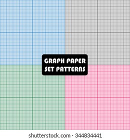 Seamless texture pattern of graph paper on a white background for precise drawings and measurements. Set Vector Illustration