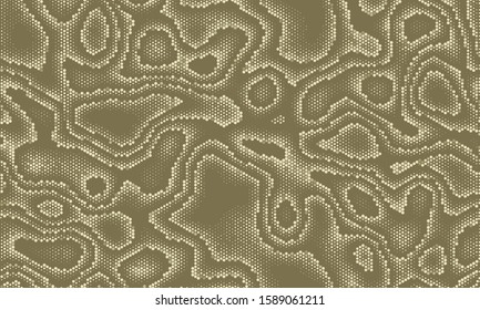 Seamless texture pattern. Halftone dots background. Brown, beige, khaki military fashion camouflage. Abstract vector for print on fabric, textile or paper. camouflage background.