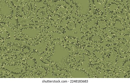 Seamless texture pattern. Halftone dots background. Khaki green military fashion camouflage. Abstract vector for print on fabric, textile or paper. sequins pattern.