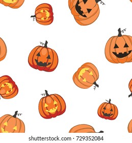 Seamless texture pattern of Halloween pumpkins, vector illustration