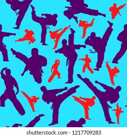 Seamless texture pattern martial arts. Karate fists. Vector, EPS.